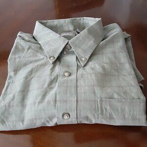 STO Size XL Green/Brown Plaid Long Sleeve Shirt w/Button Down Collar